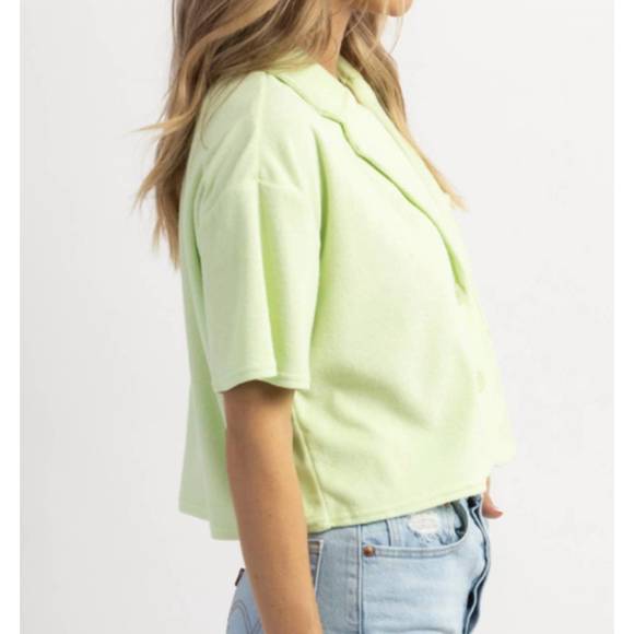 NEW BLUE BLUSH oh pool boy terrycloth top in lime - Picture 2 of 3